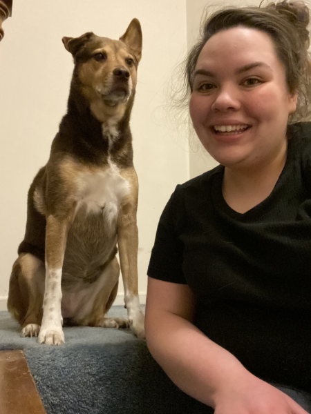 English teacher Savannah Bowman and her dog, Zero.