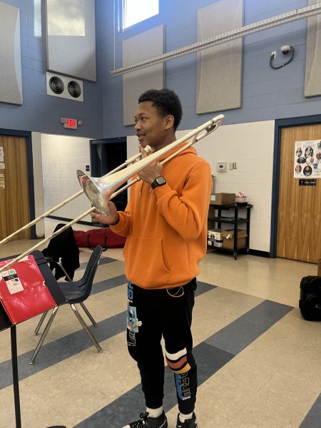 Christian Jones rehearses for the Christmas Parade.